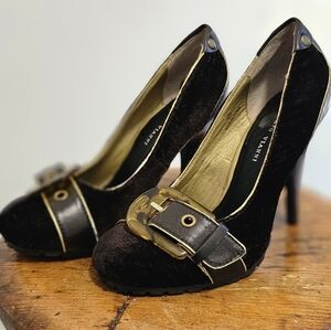 Roberto Vianni velvet and leather stiletto pumps, size 5.5